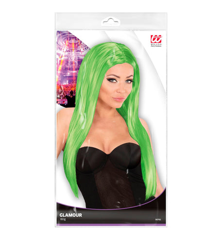 Widmann SRL Groene pruik met lang stijl haar