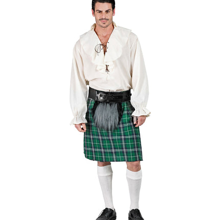 Widmann SRL Groene schotse kilt met heuptas