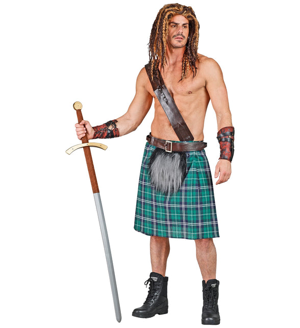 Widmann SRL Groene schotse kilt met heuptas