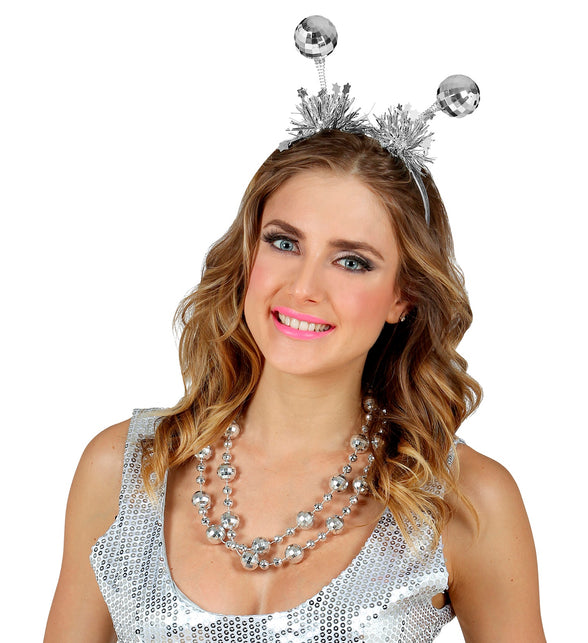 Widmann SRL Haarband disco ballen zilver