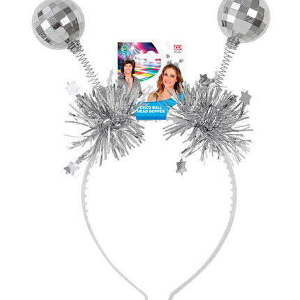 Widmann SRL Haarband disco ballen zilver
