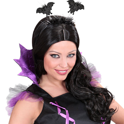 Widmann SRL Haarband met vleermuizen en marabou