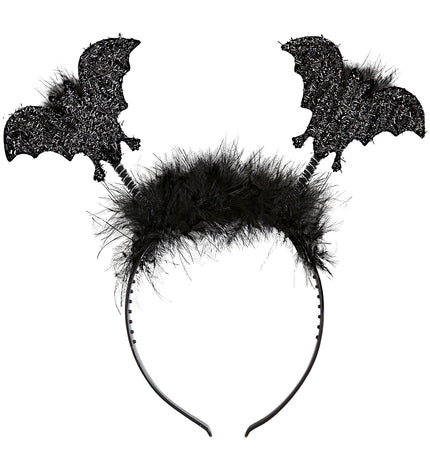 Widmann SRL Haarband met vleermuizen en marabou