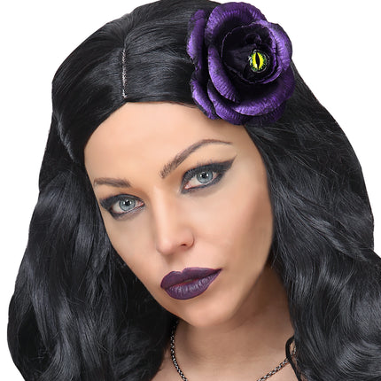 Widmann SRL Haarclip paars roos met kattenoog