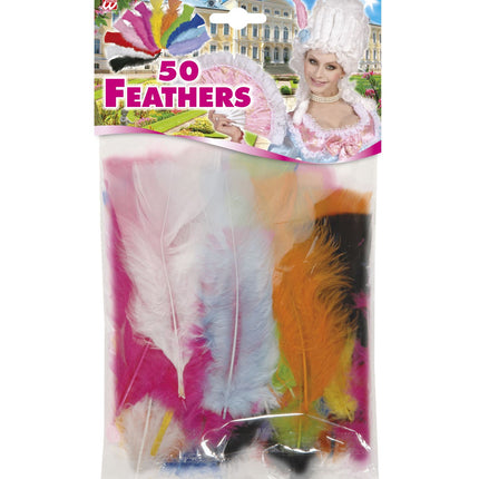 Widmann SRL Halloween decoratie zakje met 50 veertjes zwart