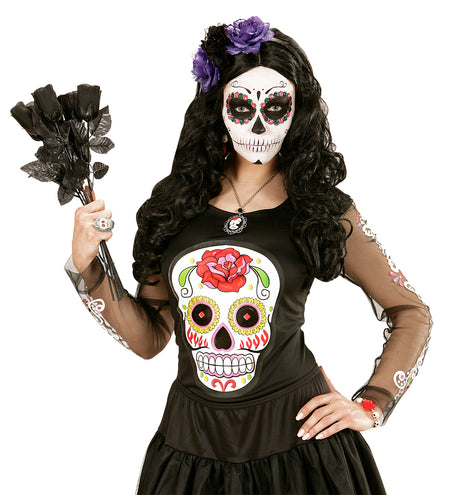 Widmann SRL Halloween haarbandje met zwart paarse rozen