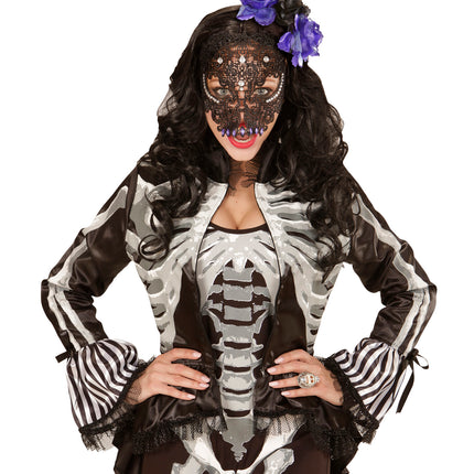 Widmann SRL Halloween haarbandje met zwart paarse rozen