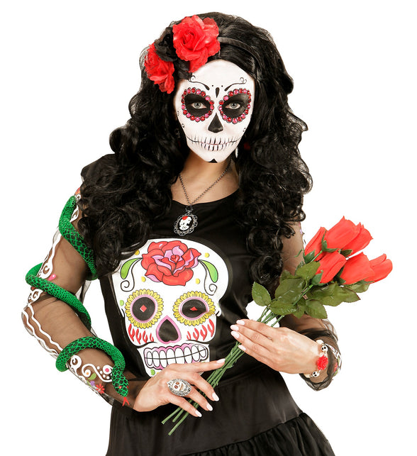Widmann SRL Halloween haarbandje met zwarte rode rozen