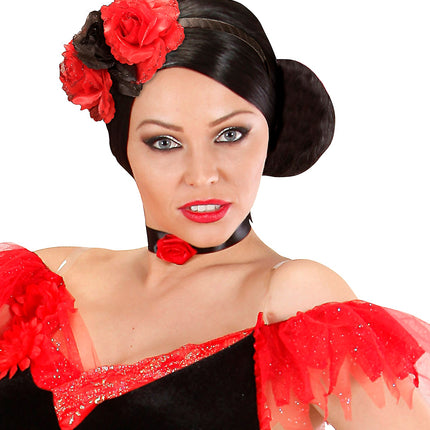 Widmann SRL Halloween haarbandje met zwarte rode rozen