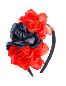 Widmann SRL Halloween haarbandje met zwarte rode rozen