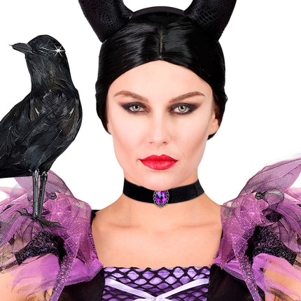 Widmann SRL Halsband fluweel zwart met paarse steen