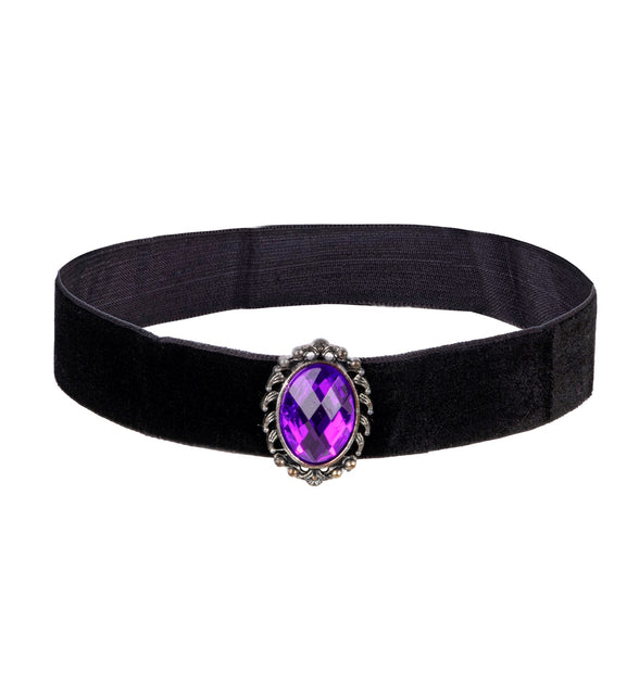 Widmann SRL Halsband fluweel zwart met paarse steen