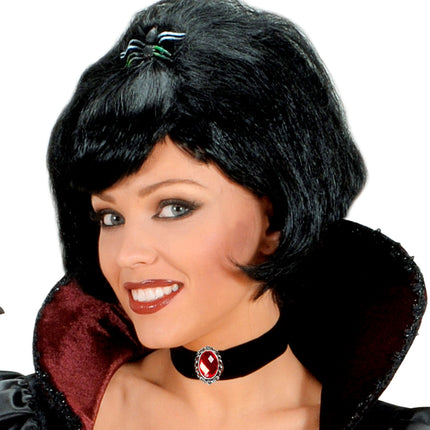 Widmann SRL Halsband fluweel zwart met rode steen