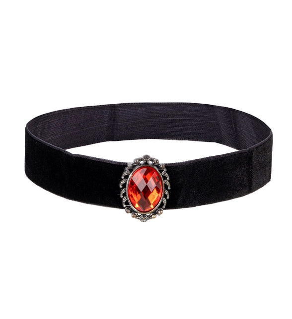 Widmann SRL Halsband fluweel zwart met rode steen