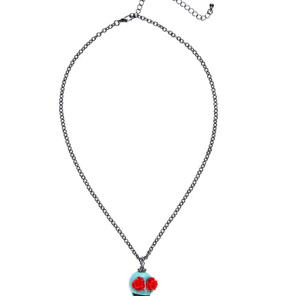 Widmann SRL Halscollier doodskopje met rode rozen ogen