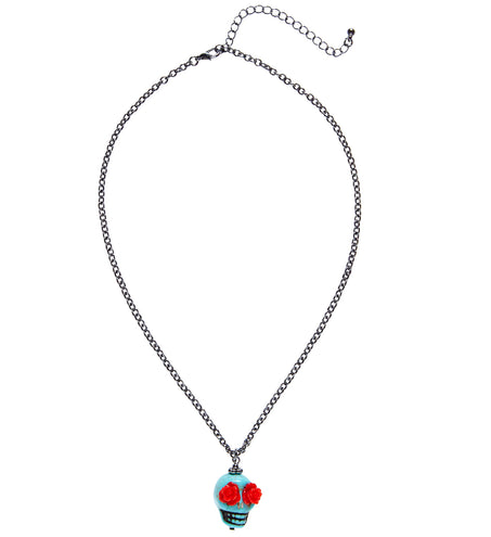 Widmann SRL Halscollier doodskopje met rode rozen ogen