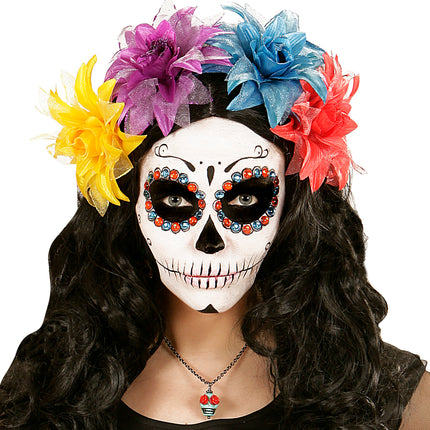 Widmann SRL Halscollier doodskopje met rode rozen ogen