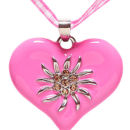 Widmann SRL Halsketting met roze hart en edelweiss