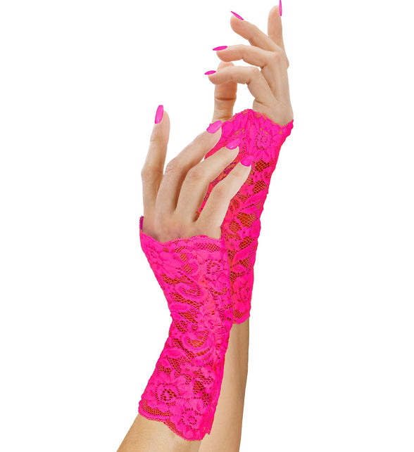 Widmann SRL Handschoenen neon roze kant