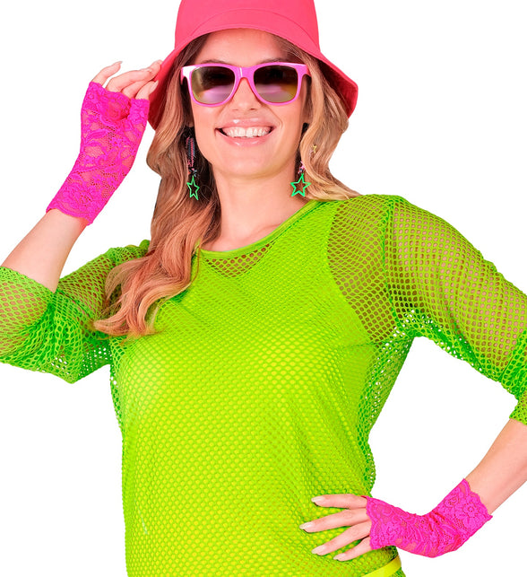Widmann SRL Handschoenen neon roze kant