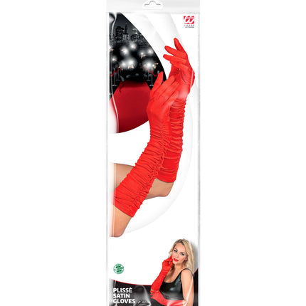 Widmann SRL Handschoenen satijn plissé rood