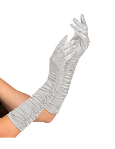 Widmann SRL Handschoenen satijn plissé zilver