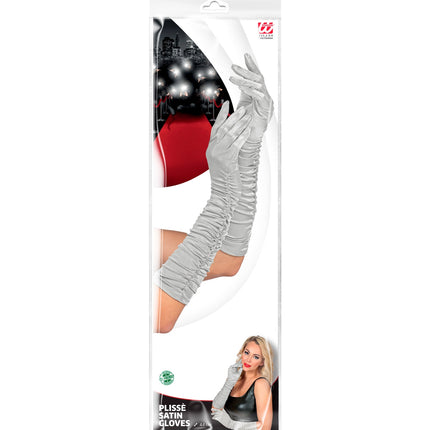 Widmann SRL Handschoenen satijn plissé zilver