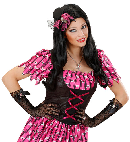 Widmann SRL Handschoenen spinnenweb met strass schedel