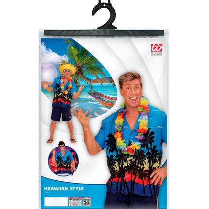 Widmann SRL Hawaii shirt blauw palmbomen