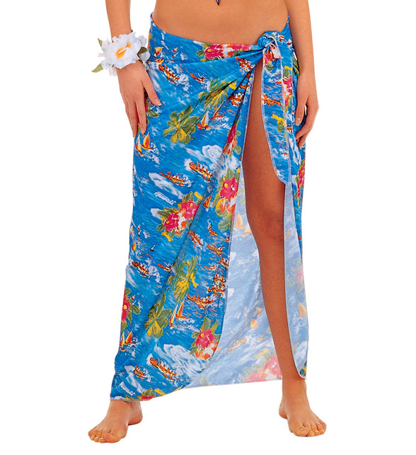 Widmann SRL Hawaiiaanse pareo rok lichtblauw