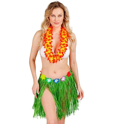 Widmann SRL Hawaiirokje groen met bloemenriem 40cm Maud