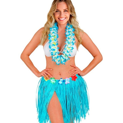 Widmann SRL Hawaiirokje lichtblauw met bloemenriem 40cm Ilse