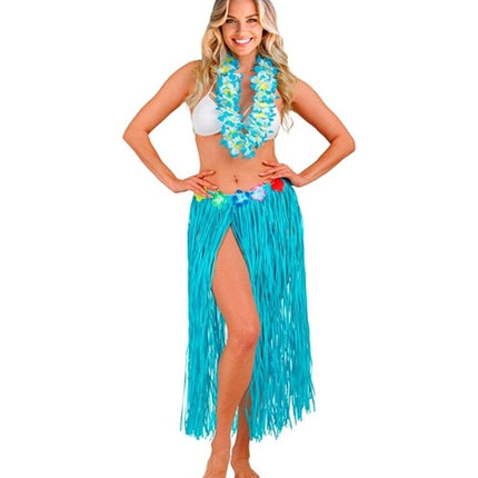 Widmann SRL Hawaiirokje lichtblauw met bloemenriem 80cm Pim