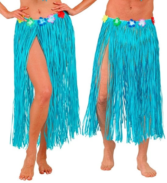 Widmann SRL Hawaiirokje lichtblauw met bloemenriem 80cm Pim