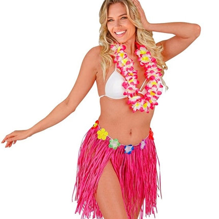 Widmann SRL Hawaiirokje roze met bloemenriem 40cm Sophie