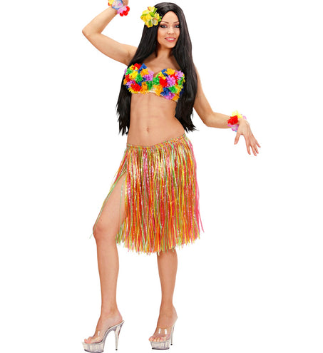 Widmann SRL Hawaiirokje stro meerkleurig 55cm