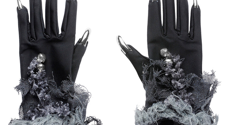 Widmann SRL Heksen handschoenen met zilveren nepnagels