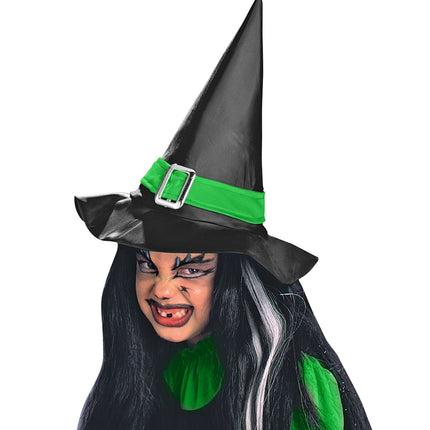 Widmann SRL Heksen hoed kind met groene riem