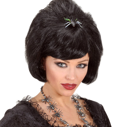Widmann SRL Heksen pruik met spin zwart
