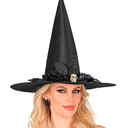 Widmann SRL Heksenhoed met schedel, strik, bloemen Zoë