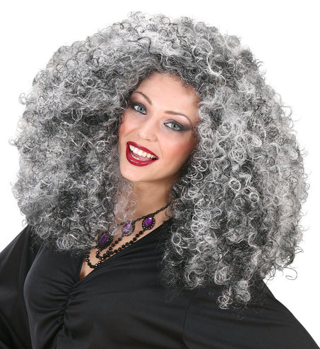 Widmann SRL Heksenpruik grijze krullen