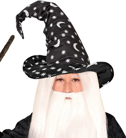 Widmann SRL Heksen/tovenaarshoed met maan en sterren kind Gijs
