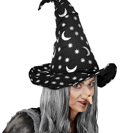 Widmann SRL Heksen/tovenaarshoed met maan en sterren volwassene Vera