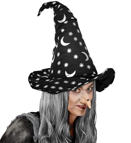 Widmann SRL Heksen/tovenaarshoed met maan en sterren volwassene Vera