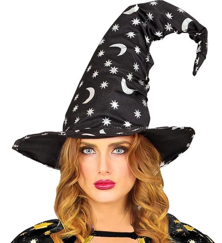 Widmann SRL Heksen/tovenaarshoed met maan en sterren volwassene Vera