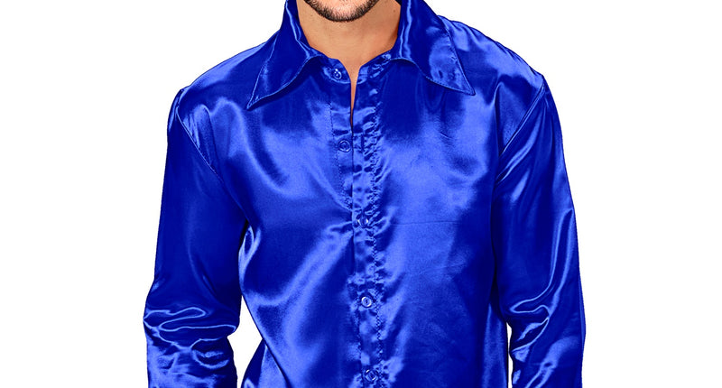 Widmann SRL Heren jaren 70 disco blouse blauw