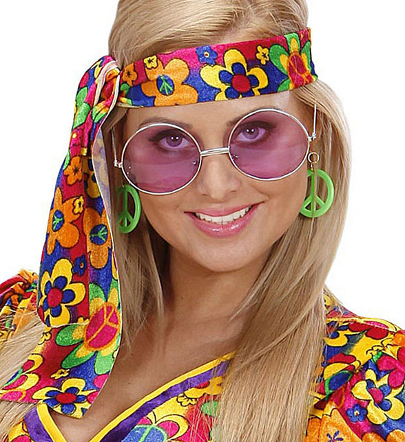 Widmann SRL Hippie bril met gekleurde glazen