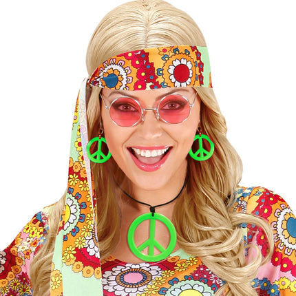 Widmann SRL Hippie ketting en oorbellen groen