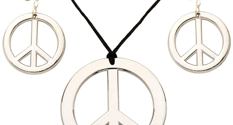 Widmann SRL Hippie ketting en oorbellen Peace