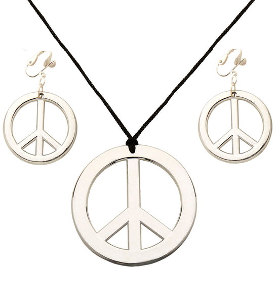 Widmann SRL Hippie ketting en oorbellen Peace